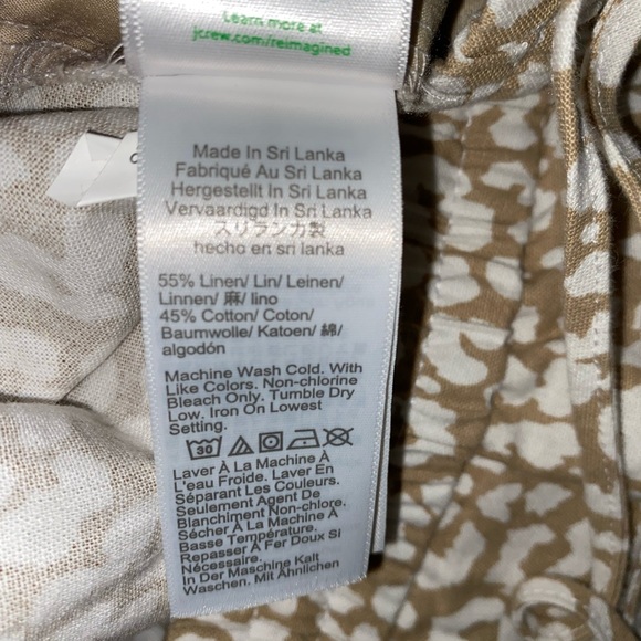 🎉HP🎉 NEW J.Crew Linen Leopard Drawstring Pants Elastic Waist Tan White Sz 14 - Picture 6 of 12